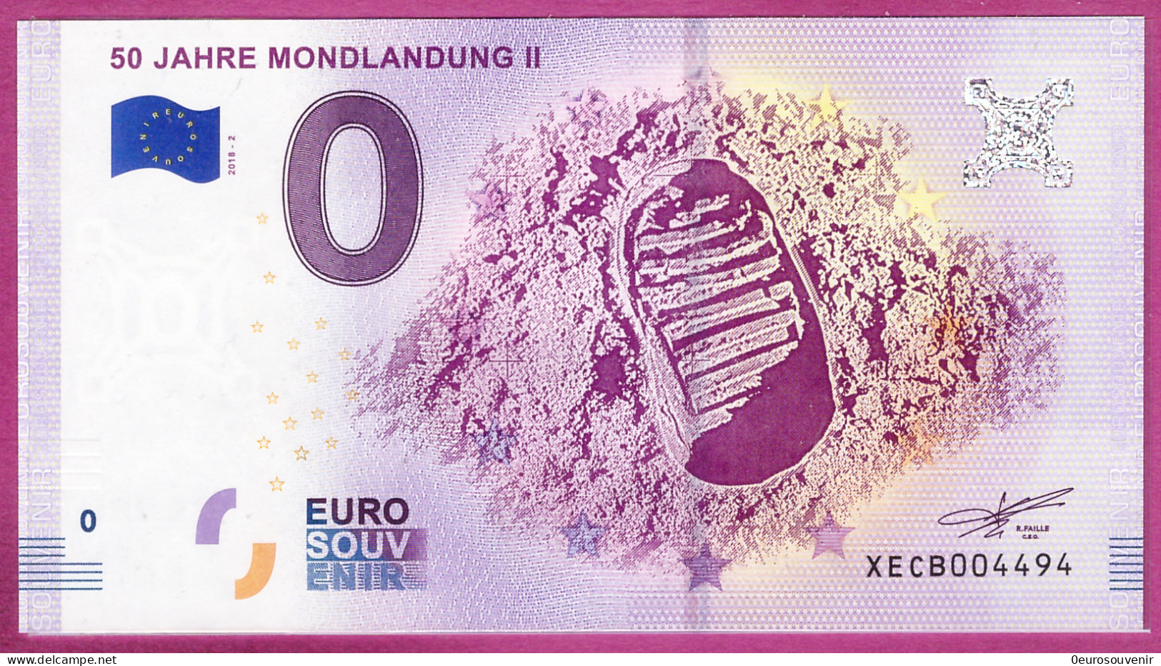 0-Euro XECB 2018-2 50 JAHRE MONDLANDUNG II  FUSSABDRUCK IM MONDSTAUB - Private Proofs / Unofficial