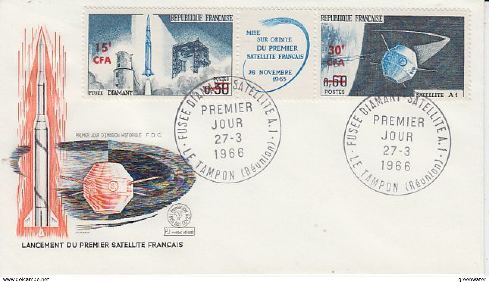 Reunion Lancement Premier Satellite Français 2v  FDC 1966 (OO174) - Afrique