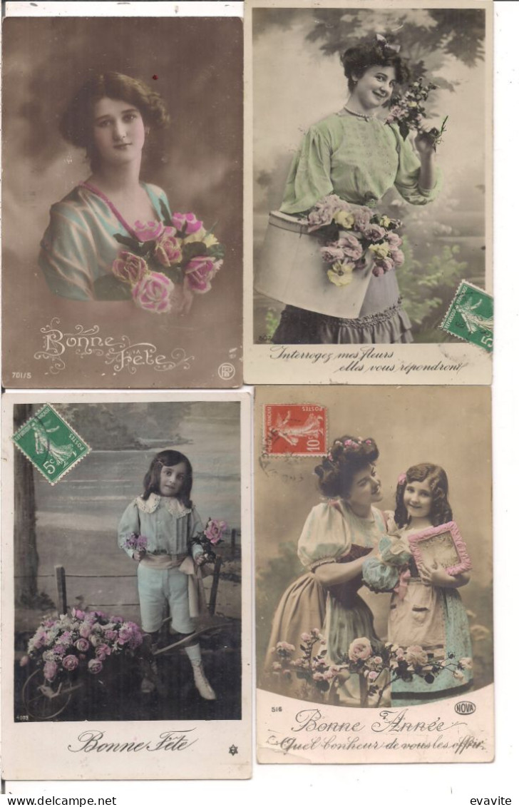 Lot De 56 CPA Variés Femme, Fleurs, Enfants, Hommes, 1er Avril Et Autres à Voir... Toutes Scannées - 5 - 99 Postcards