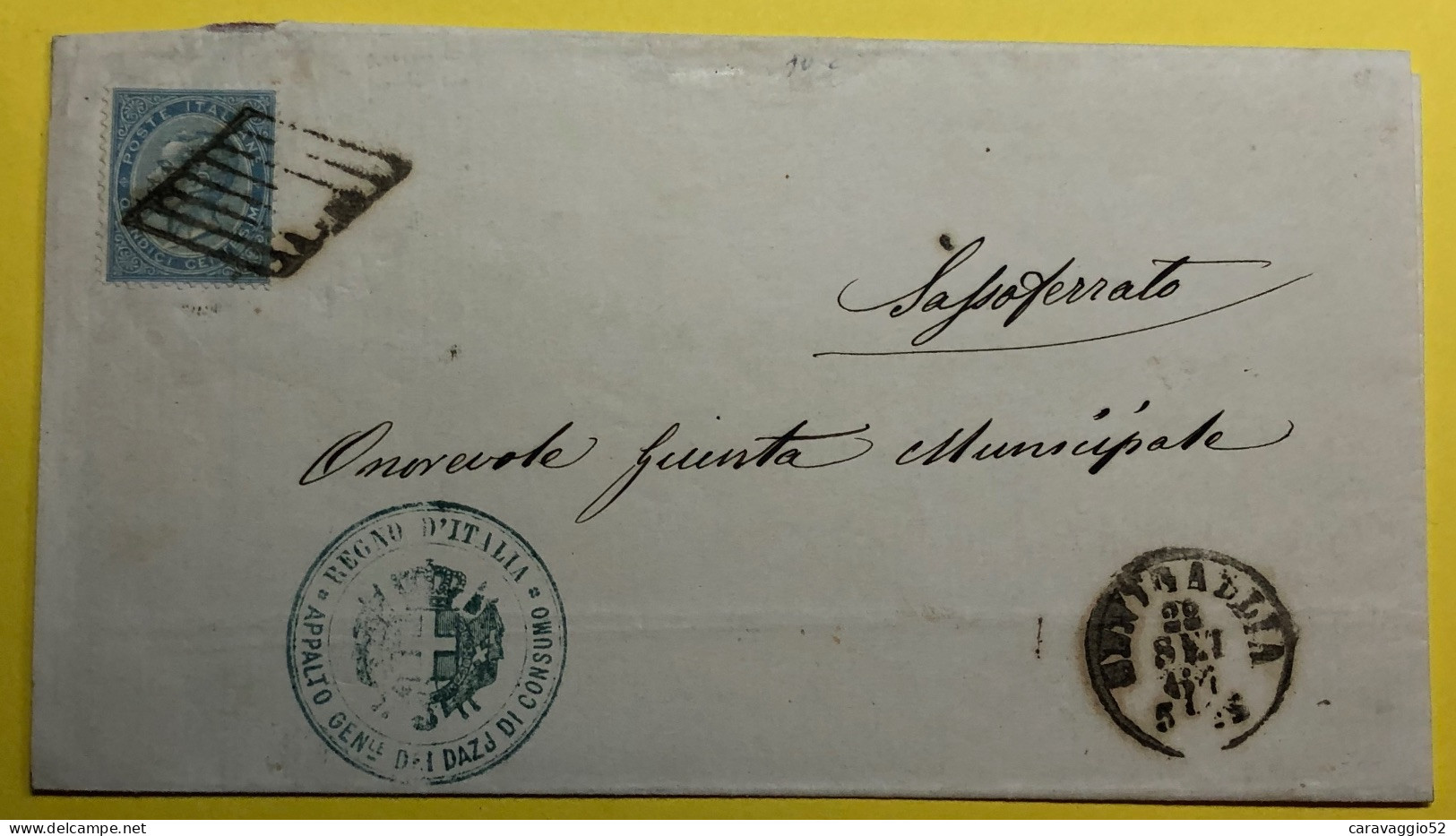 1864 SENIGALLIA 15 CENT D.L.R. ANNULLATO CON LA GRIGLIA X SASSOFERRATO RARO - Storia Postale