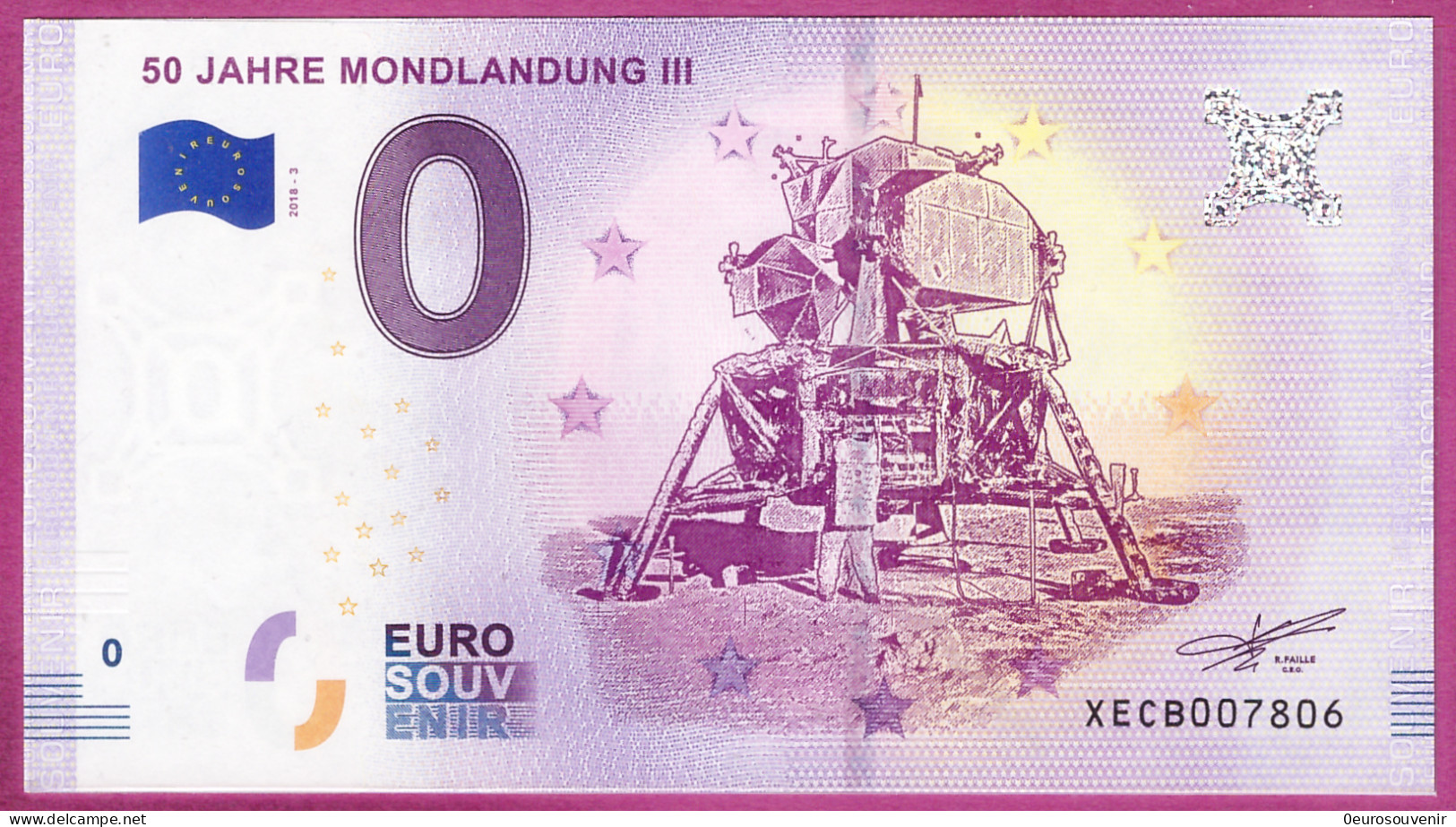 0-Euro XECB 2018-3 50 JAHRE MONDLANDUNG III  MONDLANDEFÄHRE - Privatentwürfe