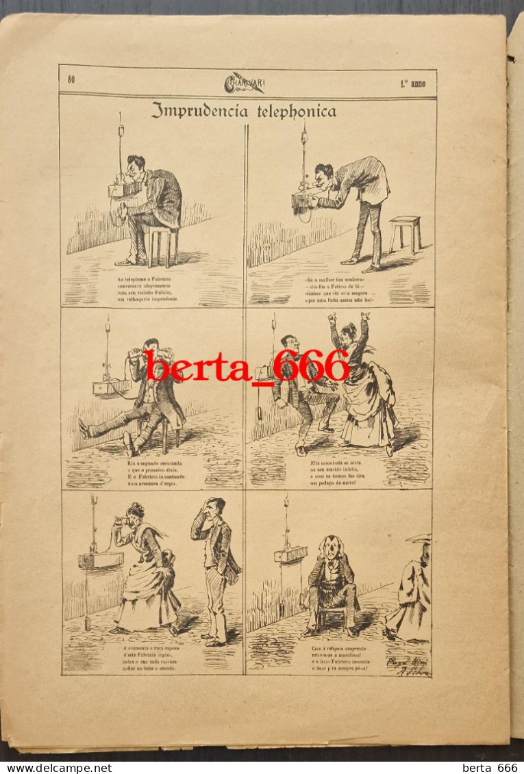 Jornal CHARIVARI * Semanário Humorístico Ilustrado * Porto 1887 * Caricaturista A. Silva - Humour