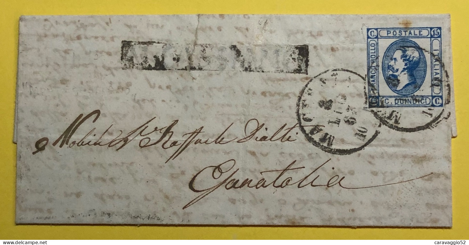 1863 M. CASSIANO  EX BOLLO PONTICIO SU LETTERA CON 15 CENT LIT X ESANATOGLIA RARO - Storia Postale