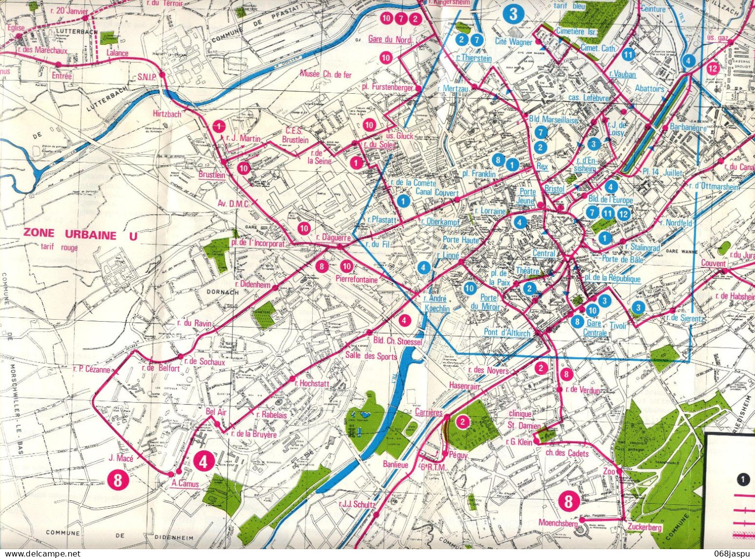 Plan Transport Bus Mulhouse 1976 - Europe