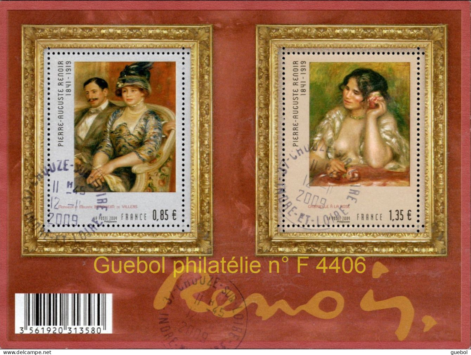 France Oblitération Cachet à Date BF N° F 4406 - Peintures De A. Renoir " Gabrielle La Rose Et Mr Et Mme Bernheim" - Oblitérés