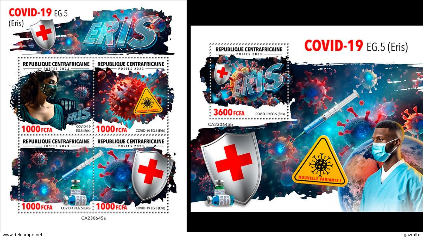 Centrafrica 2023, Covid Variant, Red Cross, 4val In BF +BF - Médecine