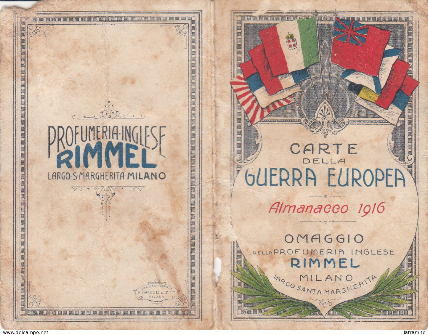 Calendarietto Italiano RIMMEL 1916 - Tamaño Pequeño : 1901-20