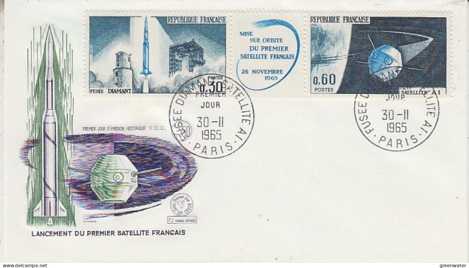 France Lancement Premier Satellite Français 2v FDC 1965 (OO176) - Europa