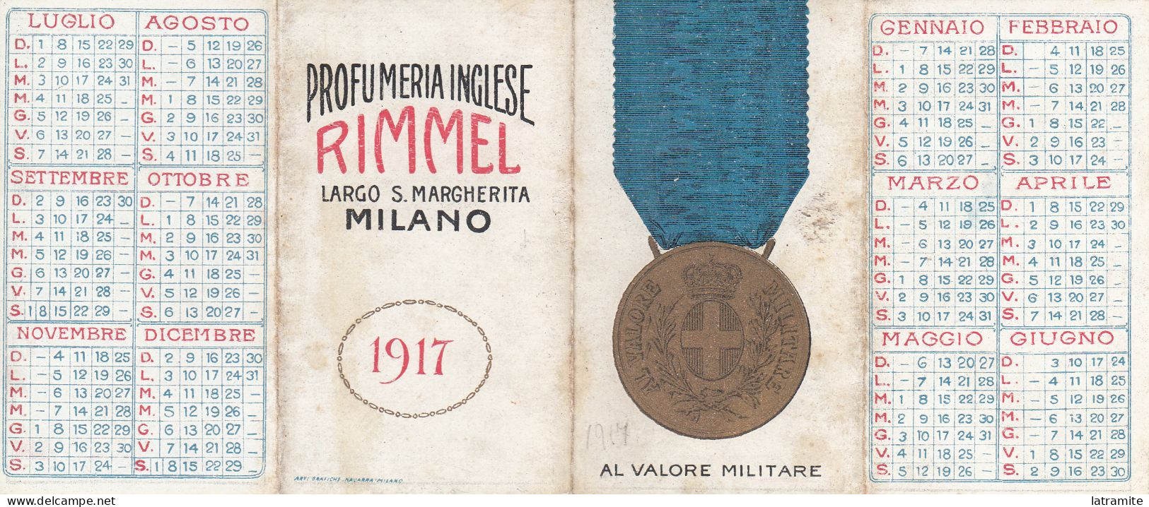 Calendarietto Italiano RIMMEL 1917 - Formato Piccolo : 1901-20