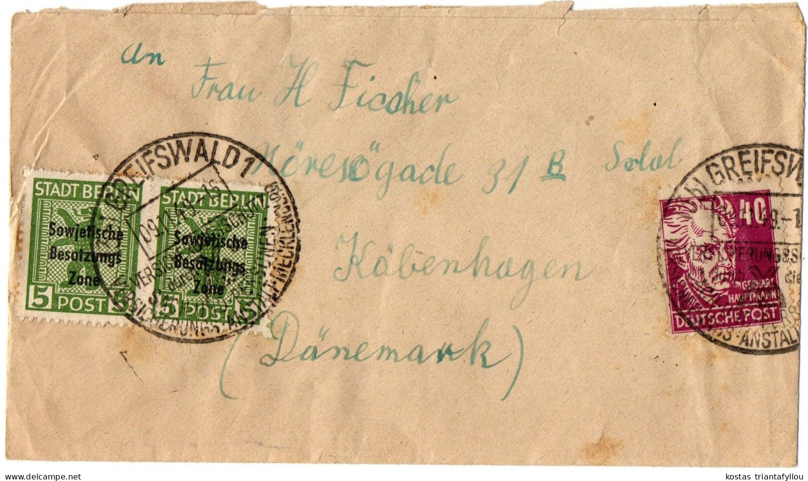 1,34  GERMANY, 1949, SMALL COVER TO DENMARK - Storia Postale