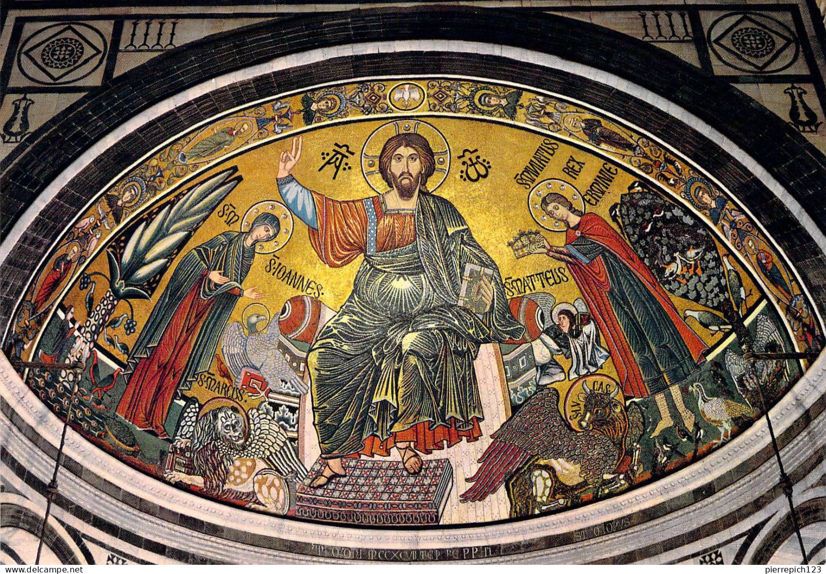 Florence (Firenze) - Basilique De Santa Miniato Al Monte - Jésus Christ - La Vierge Et San Miniato (Mosaïque De 1297) - Firenze (Florence)
