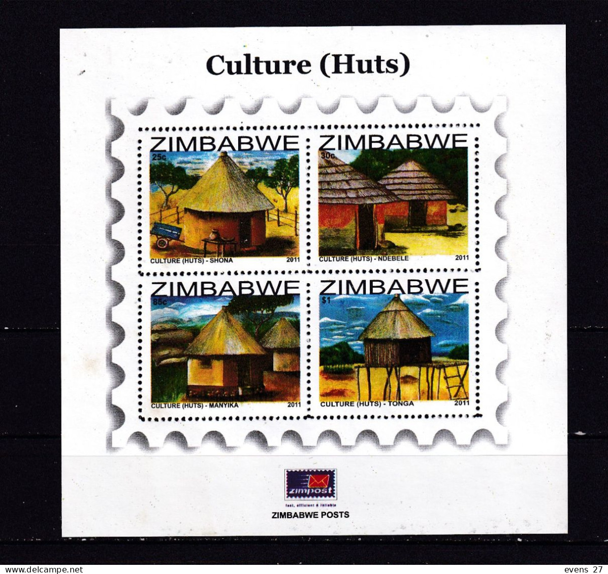 ZIMBABWE-2011- CULTURE HUTS-MNH - Zimbabwe (1980-...)
