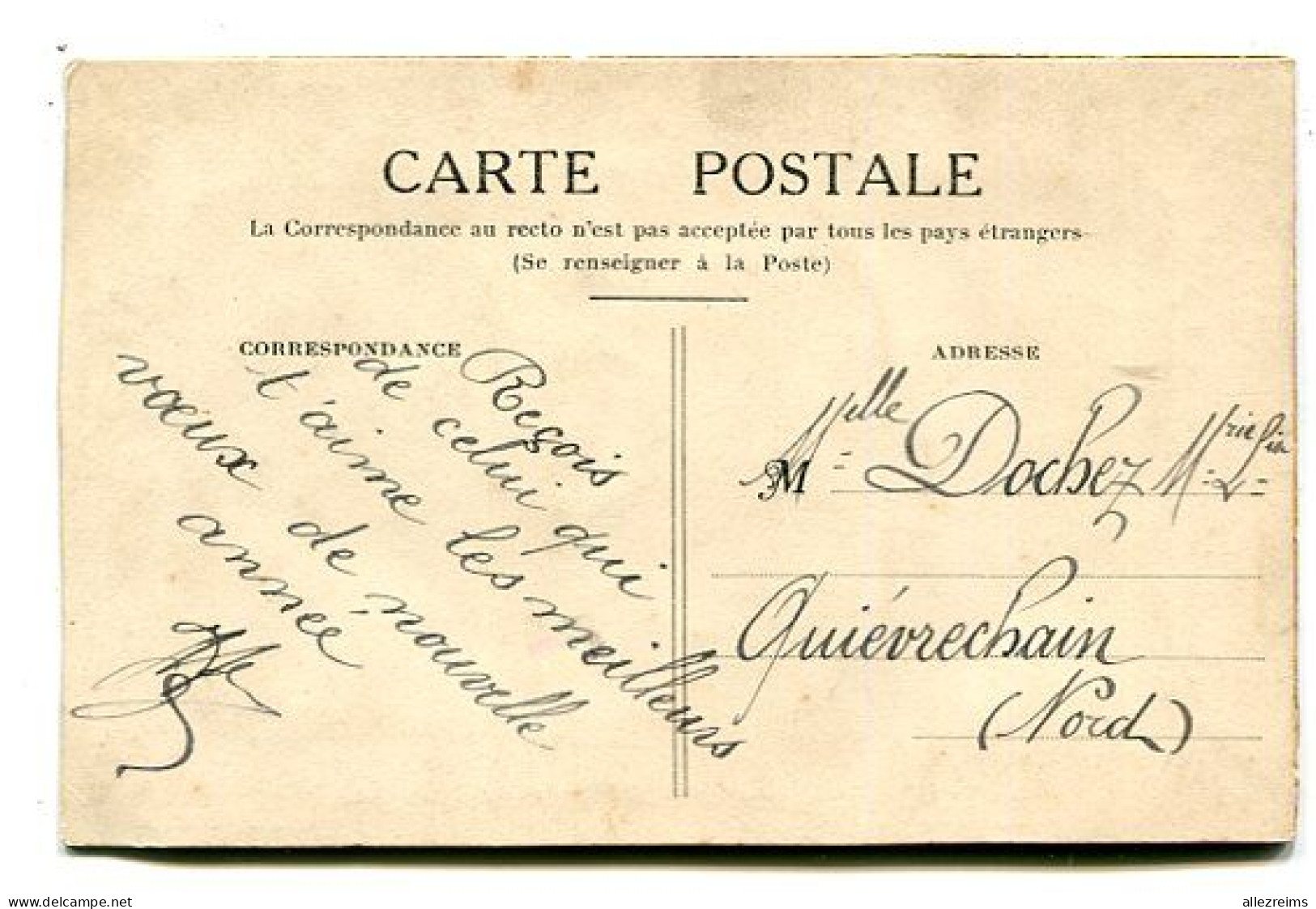 CPA Fantaisie : Carte Brodée  Pour Famille Dochez à Quievrechain    VOIR DESCRIPTIF  §§§ - Embroidered