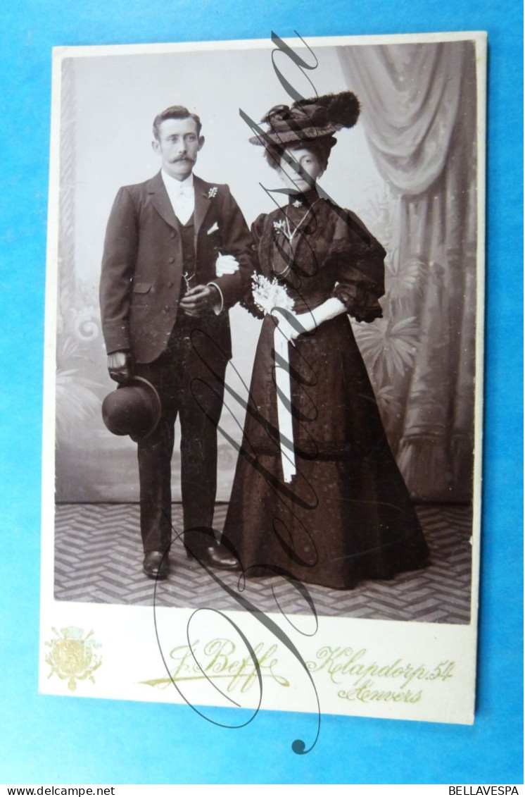 C.D.V. Carte De Visite. Atelier Portret Photo Grand Format J.Beffe Beff Klapdorp Antwerpen Mariage Trouw Huwelijk - Personas Identificadas