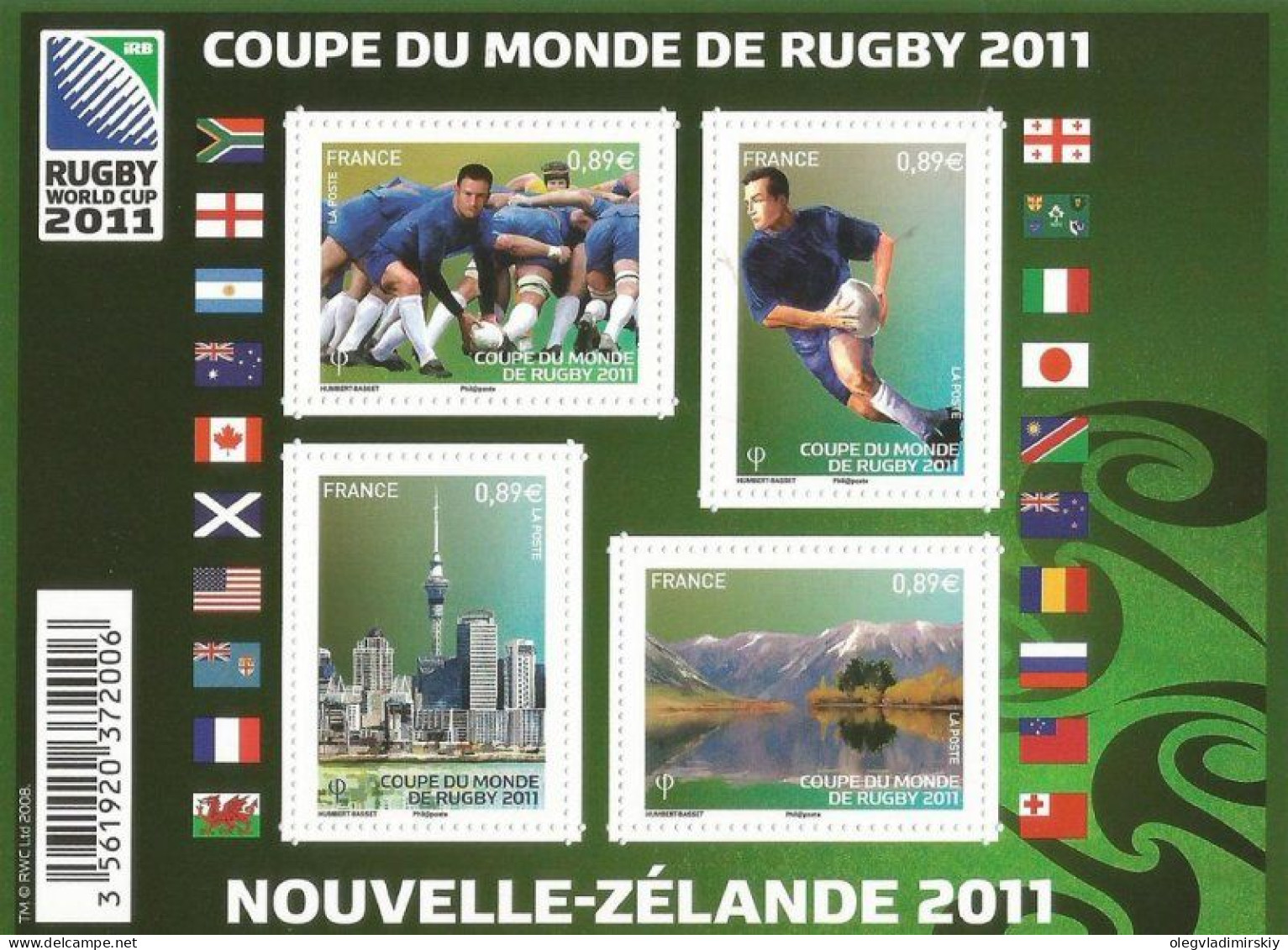 France 2011 Rugby World Cup New Zealand Set Of 4 Stamps In Block MNH - Nuevos