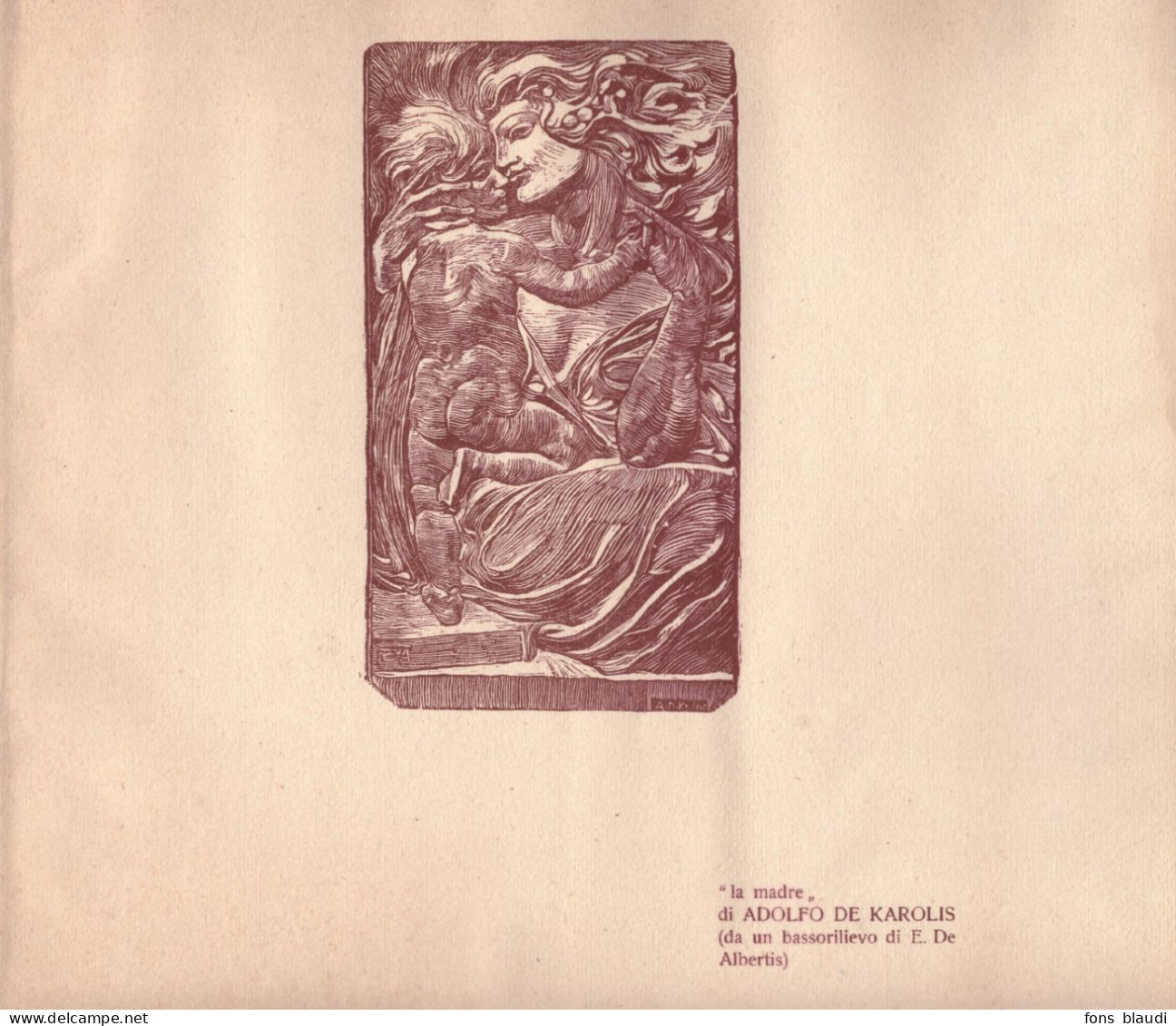 1912 - Xylographie Originale - Adolfo De Karolis (Montefiore Dell'Aso 1874 - Rome 1928) - La Madre - Prints & Engravings