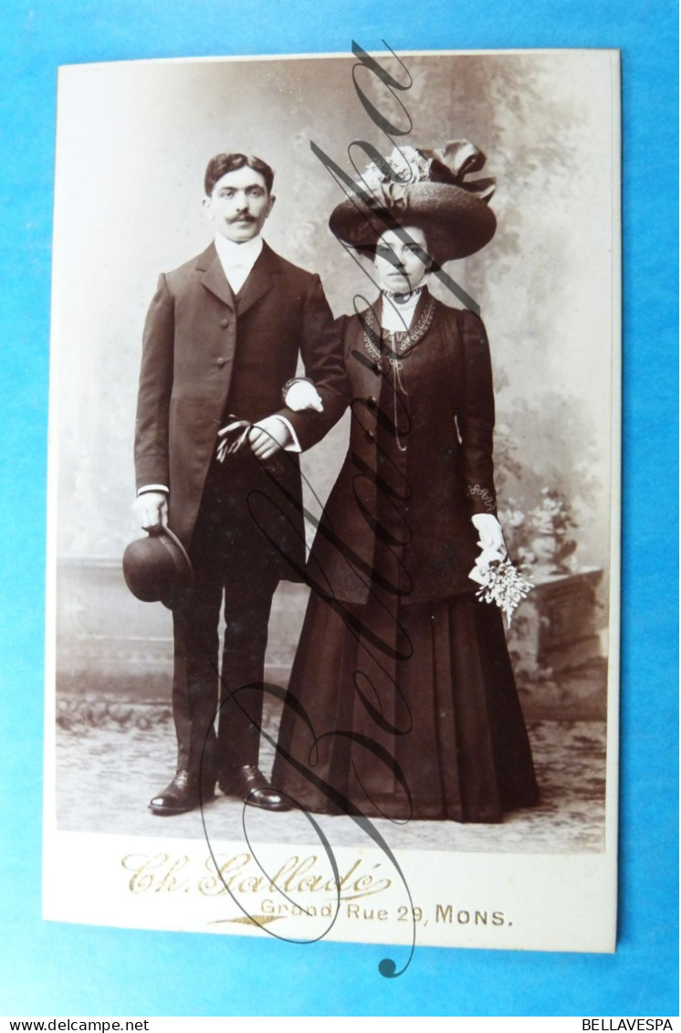 C.D.V. Carte De Visite. Atelier Portret Photo Grand Format C.Galladé Mons Bergen Mariage Trouw Huwelijk - Personnes Identifiées