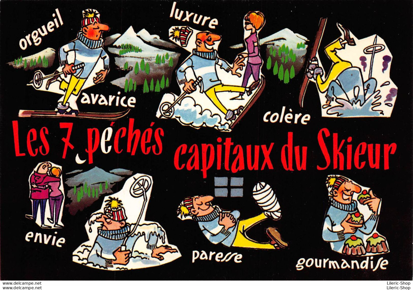 Les 7 Pêchés Capitaux"  Du Skieur  Cpm GF ( ͡♥ ͜ʖ ͡♥) ♥ - Humour