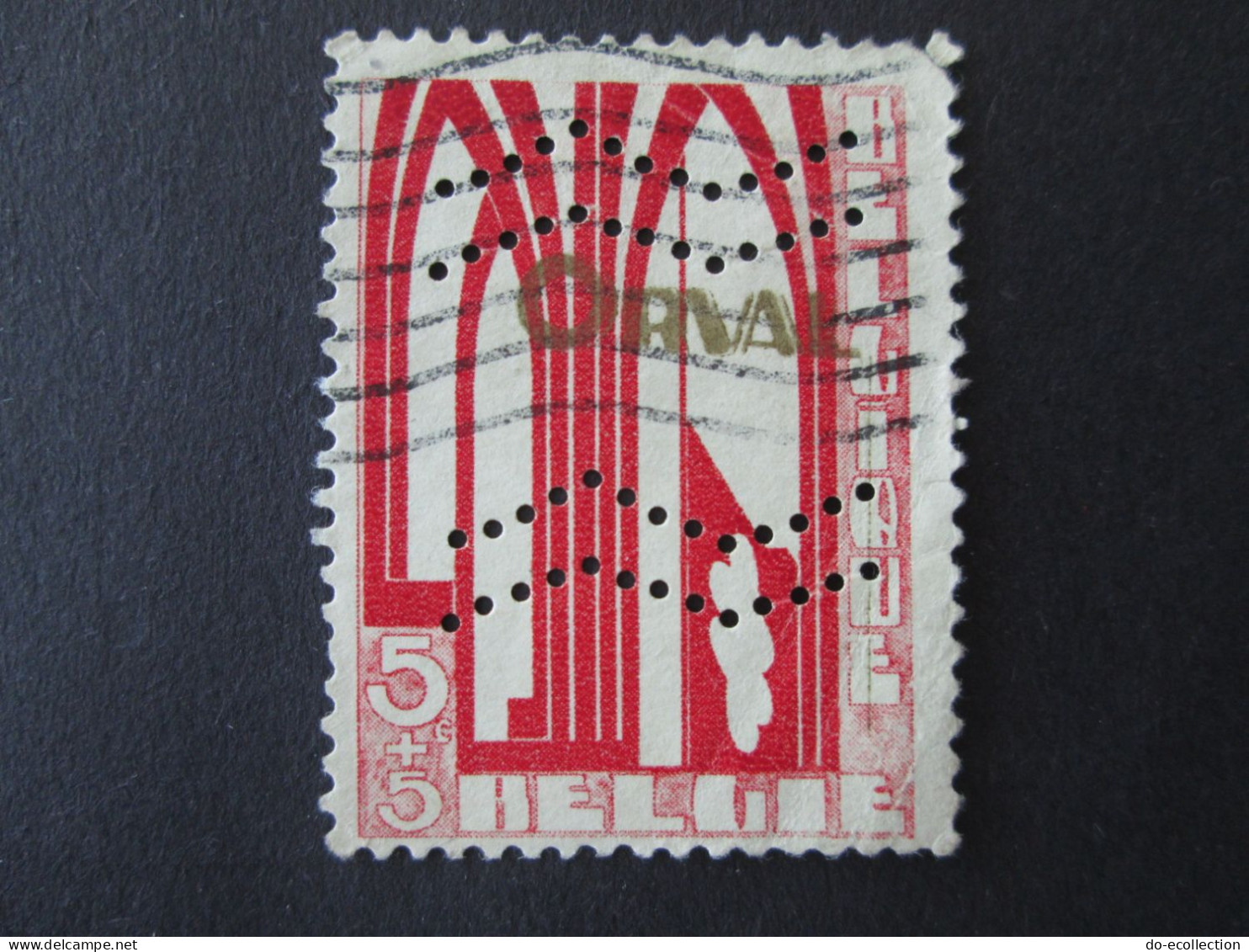 BELGIQUE 1929 Timbre ORVAL Quadruple Ligne De Perforations En Chevrons Curiosité Variété Belgie Belgium Timbre Stamp - 1901-1930