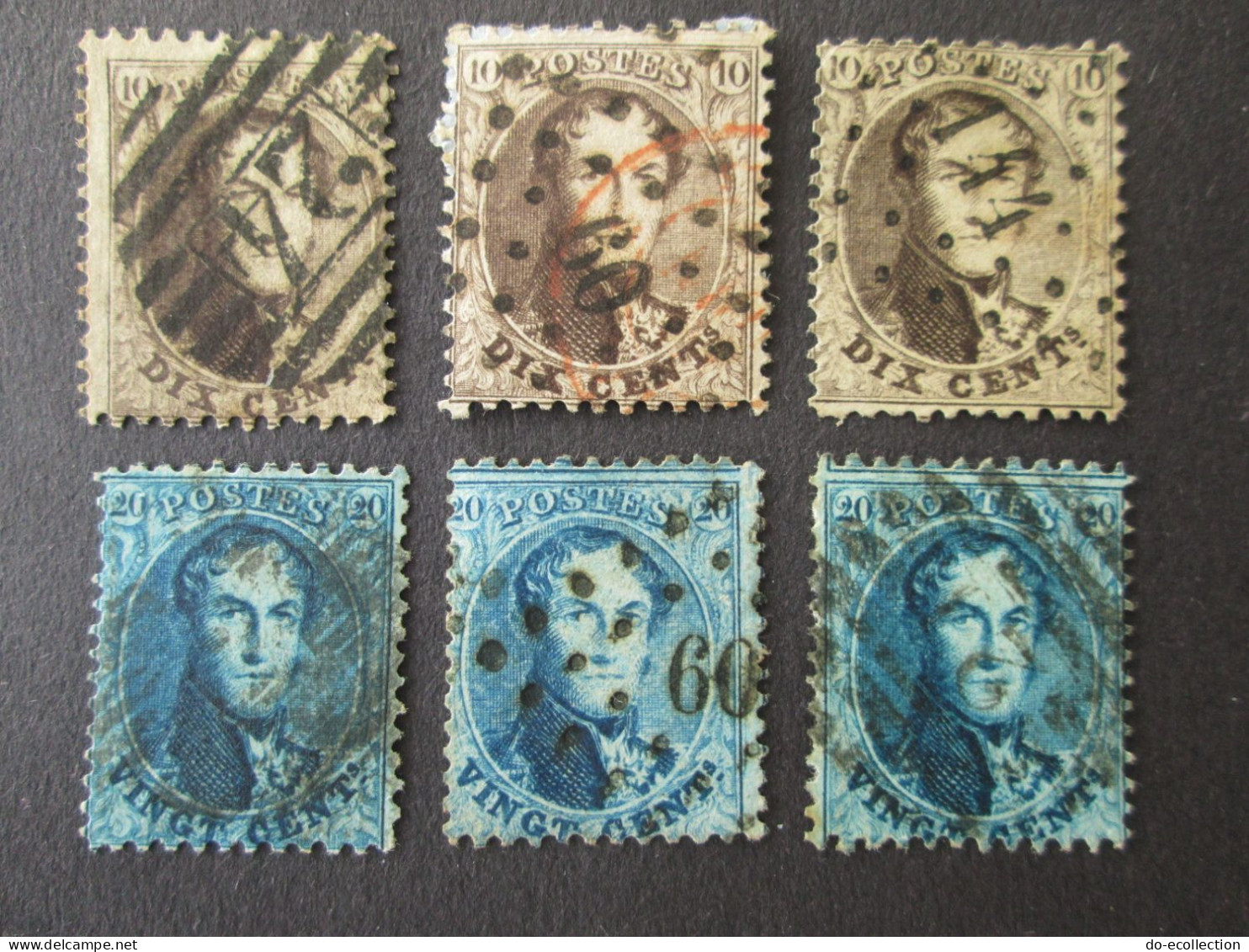 BELGIQUE 1863 Lot De 6 Timbres 10c 20c Perf 12 1/2 X 13 1/2 Leopold I Dont Obl 24/60/144 Belgie Belgium Timbre Stamps - 1863-1864 Médaillons (13/16)