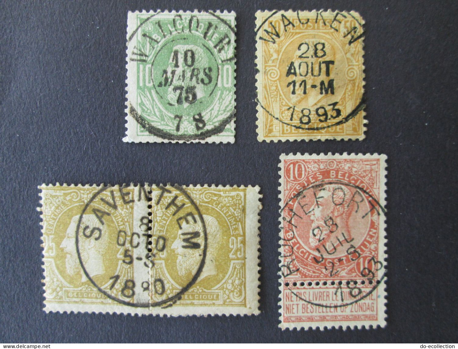 BELGIQUE 5 Timbres WALCOURT 1875 SAVENTHEM 1880 WACKEN ROCHEFORT 1893 Leopold II Belgie Belgium Timbre Stamps - Sonstige & Ohne Zuordnung