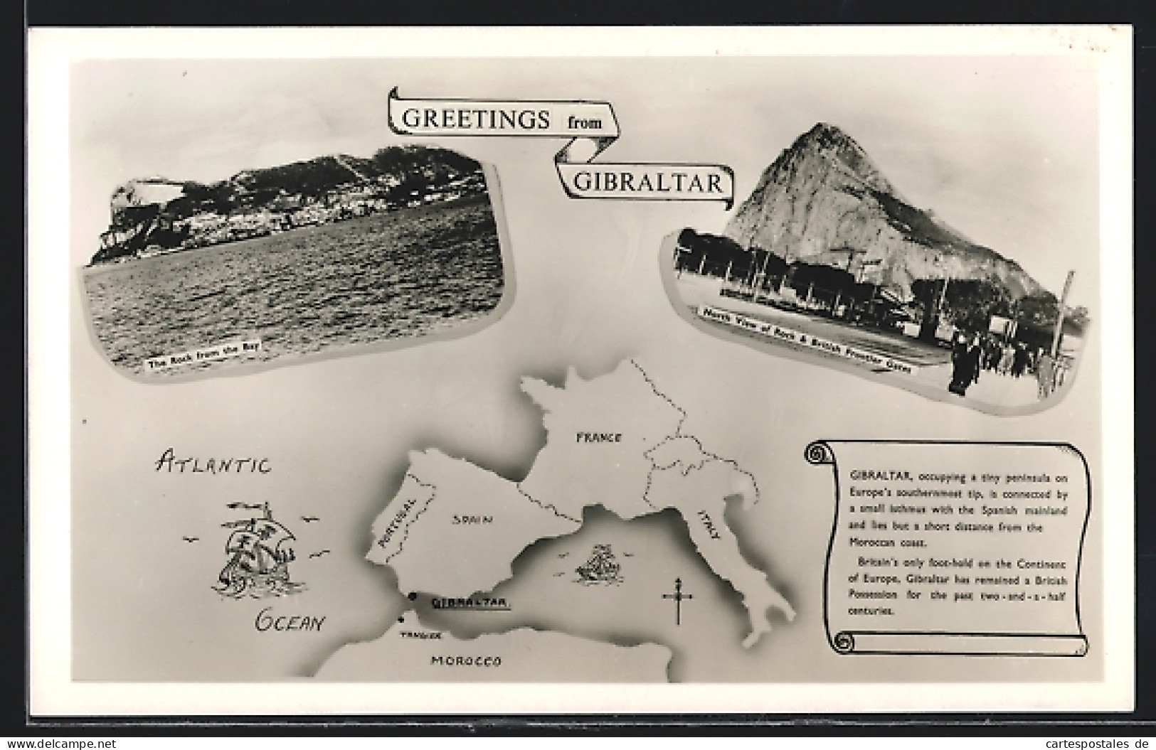 Postal Gibraltar, The Rock From The Bay, British Frontier Gates  - Gibraltar