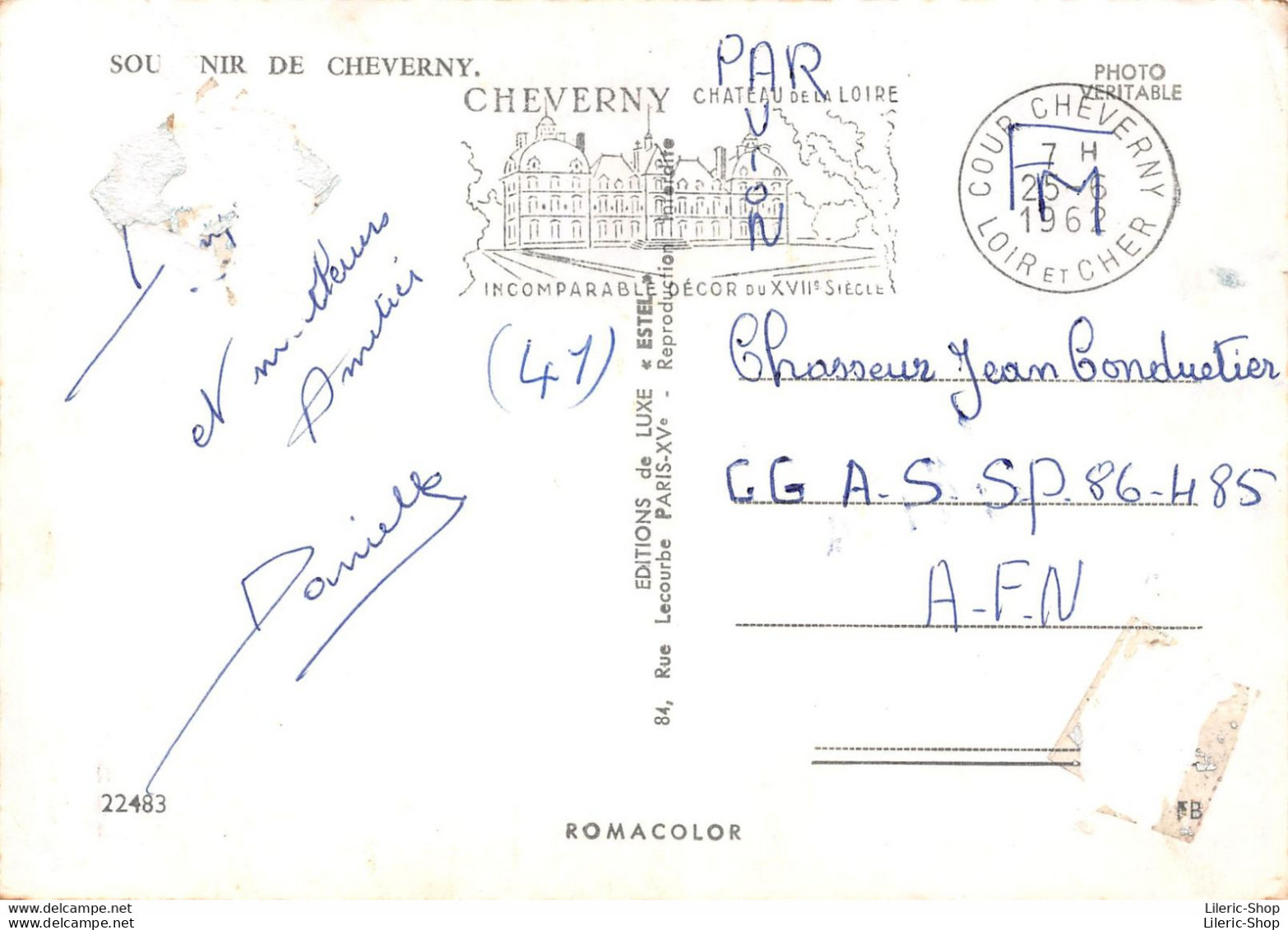 [41]  Souvenir De Cheverny - Chasse à Courre // Chiens // Cavaliers - Cpsm GF 1962 ( ͡◕ . ͡◕) ♣ - Cheverny