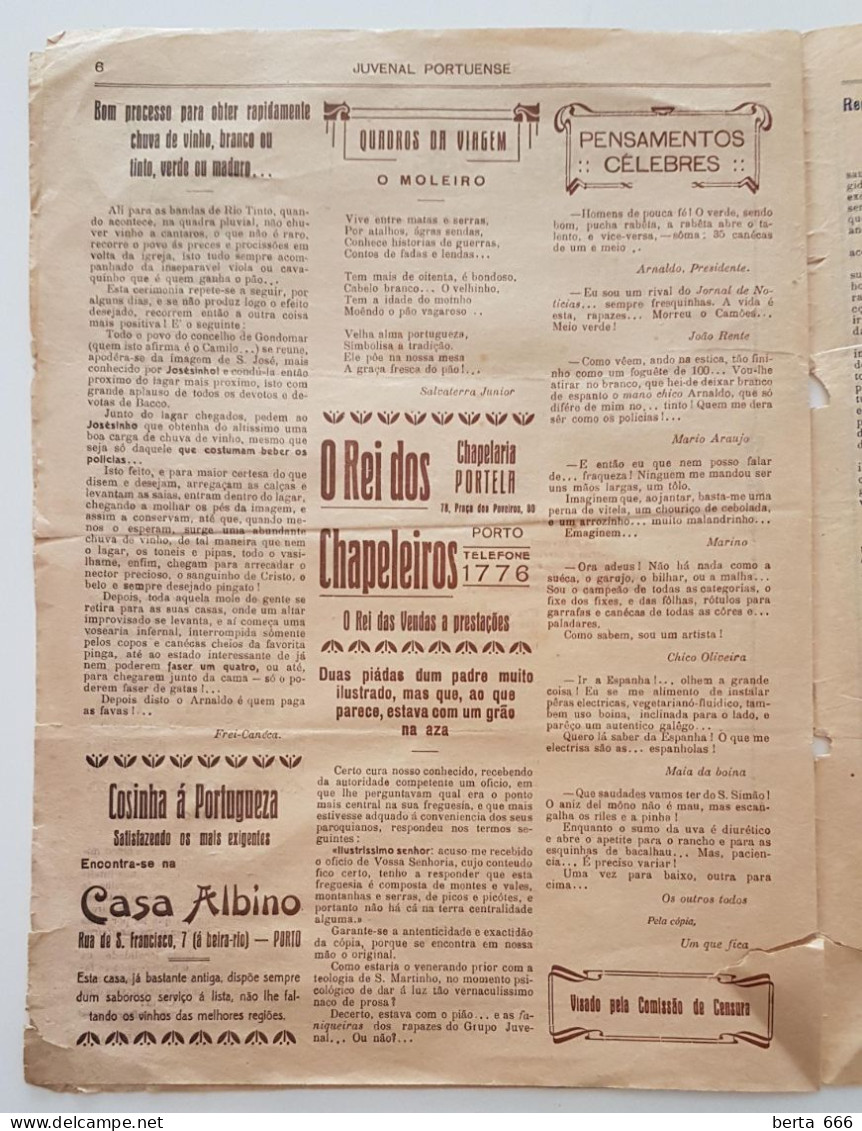 Jornal JUVENAL PORTUENSE * Número Único * Porto 1933 - Algemene Informatie