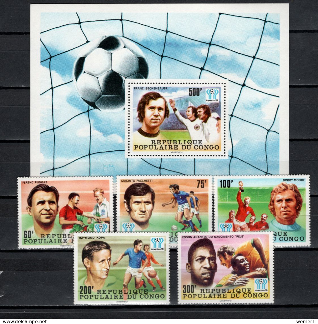 Congo 1978 Football Soccer World Cup Set Of 5 + S/s MNH - 1978 – Argentina