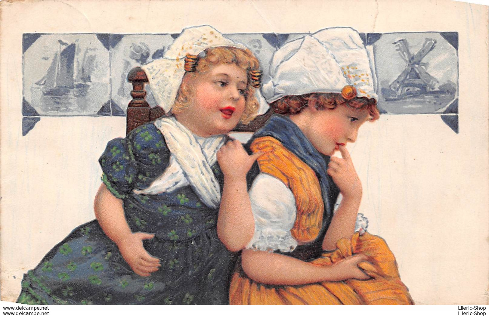 Reliëf Ansichtkaart Cpa Gaufrée Année 1907- 2 Fillettes Hollandaises - 2 Nederlandse Meisjes -   ( ͡◕ ︵ ͡◕) ♠ - Unclassified