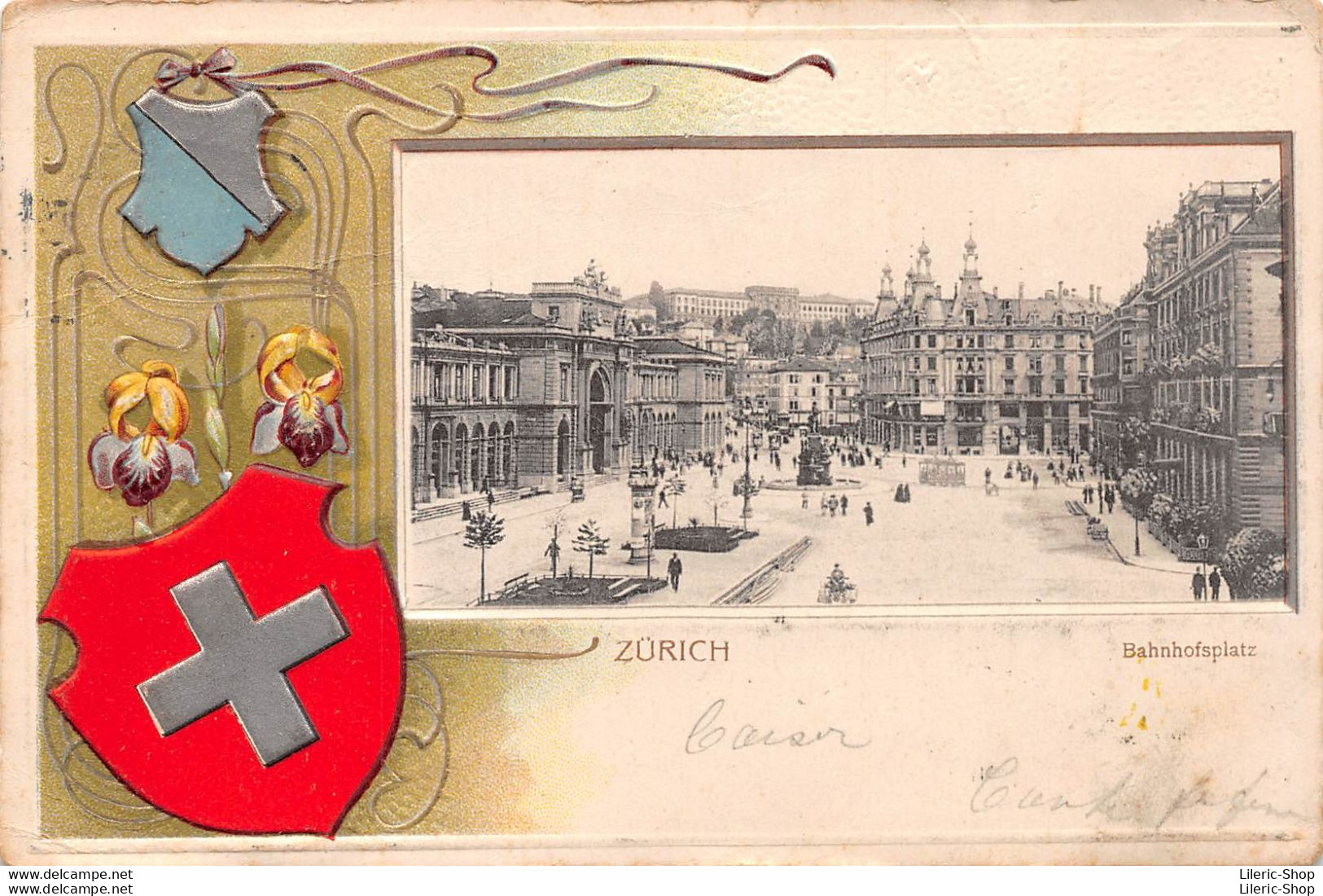 Suisse > ZH - ZURICH -  Bahnhofsplatz - GEPRÄGTE POSTKARTE - CARTE POSTALE EN RELIEF 1901 ( ͡◕ ͜ʖ ͡◕) ♦ - Zürich