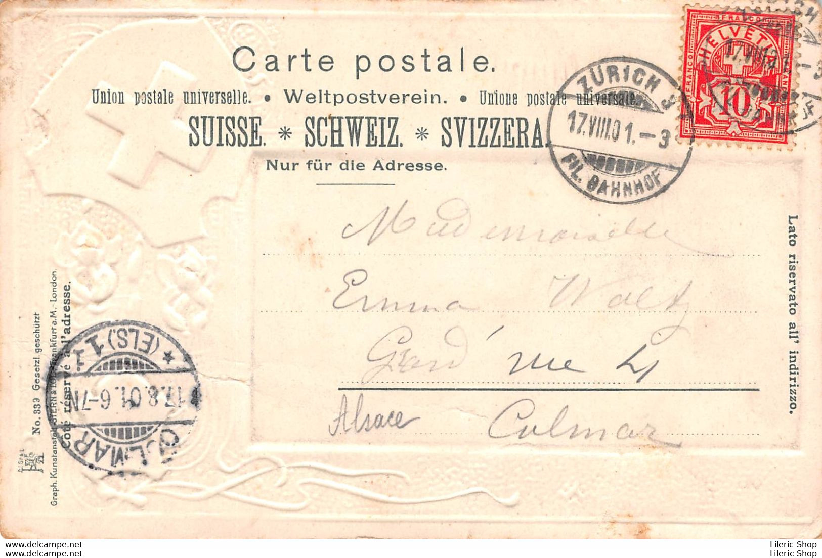 Suisse > ZH - ZURICH -  Bahnhofsplatz - GEPRÄGTE POSTKARTE - CARTE POSTALE EN RELIEF 1901 ( ͡◕ ͜ʖ ͡◕) ♦ - Zürich