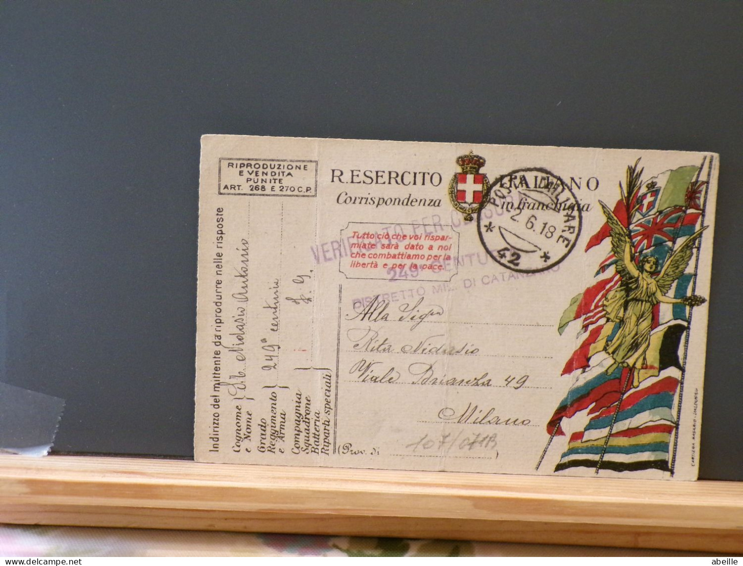 107/071B   CP  ITALIE 1918 CENSURE - Entero Postal