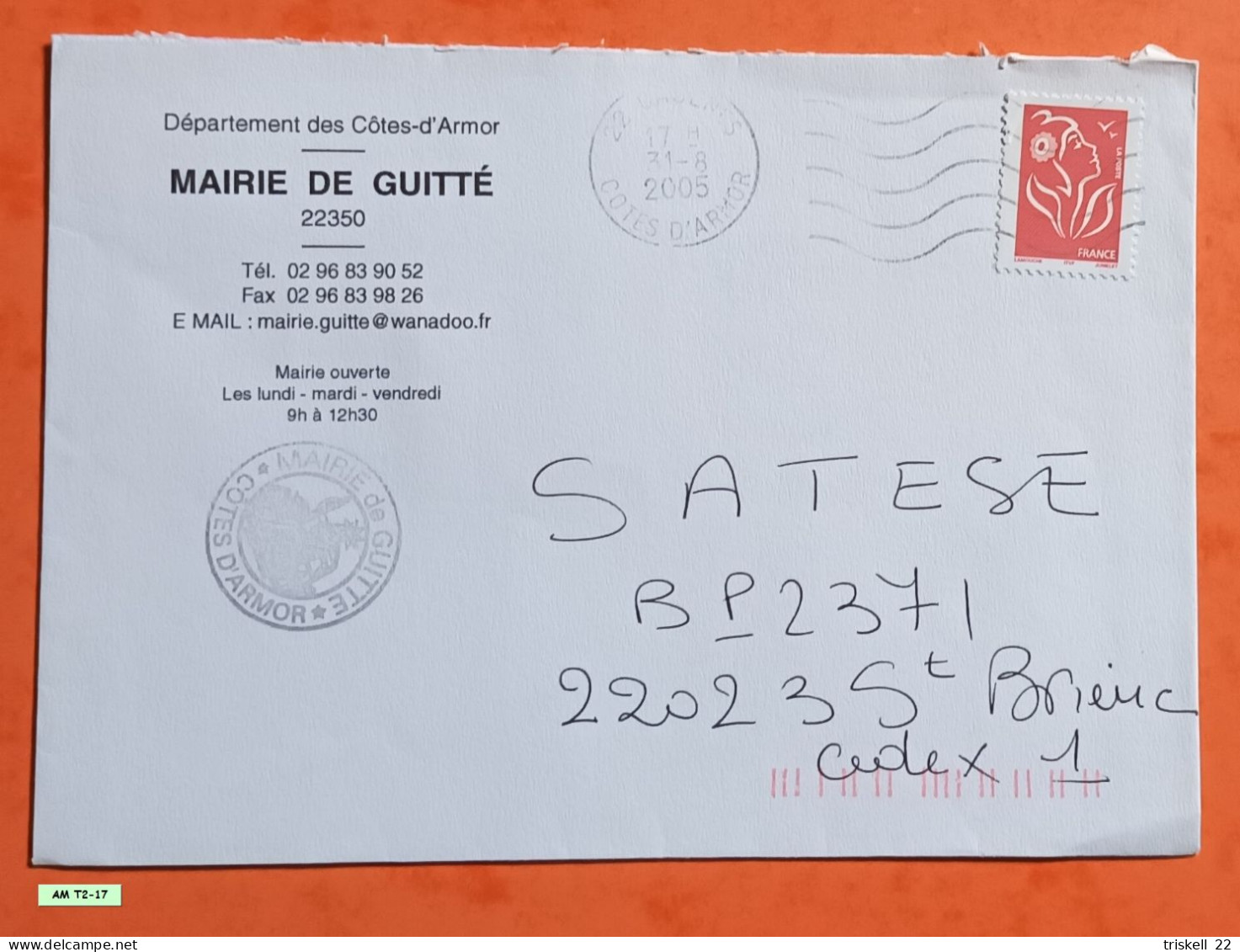 Mairie De Guitté - Oblitération Du 31-08-2005 - 1961-....