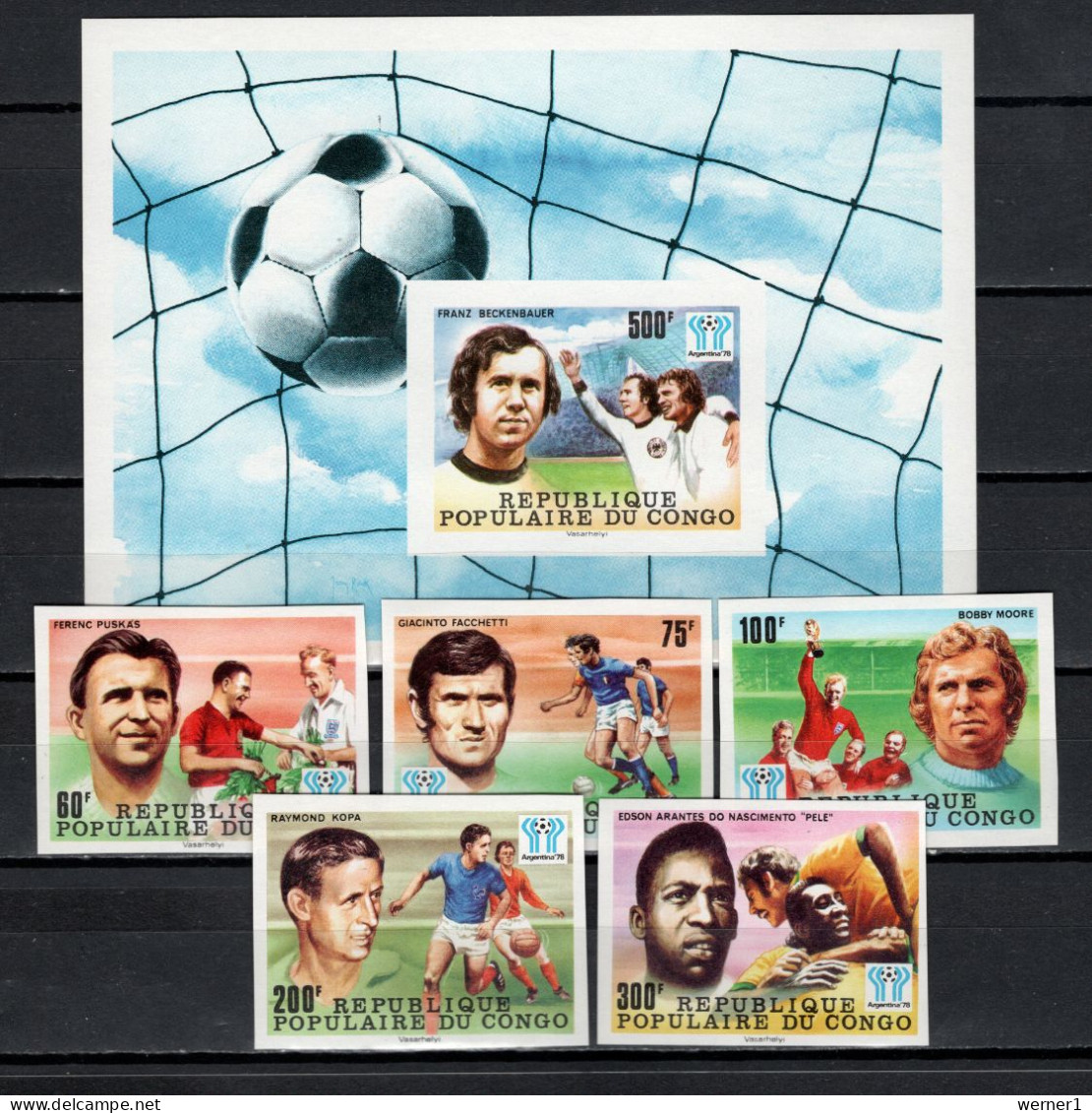 Congo 1978 Football Soccer World Cup Set Of 5 + S/s Imperf. MNH -scarce- - 1978 – Argentine