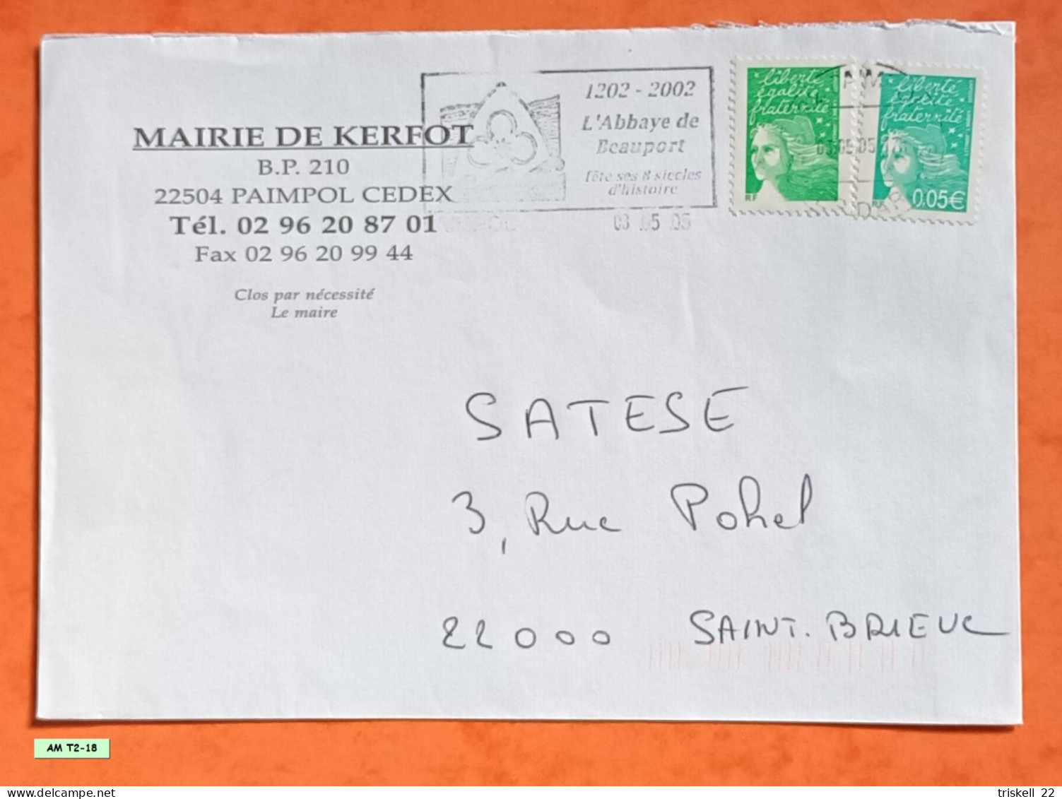 Mairie De Kerfot - Oblitération Du 03-03-2005 - 1961-....