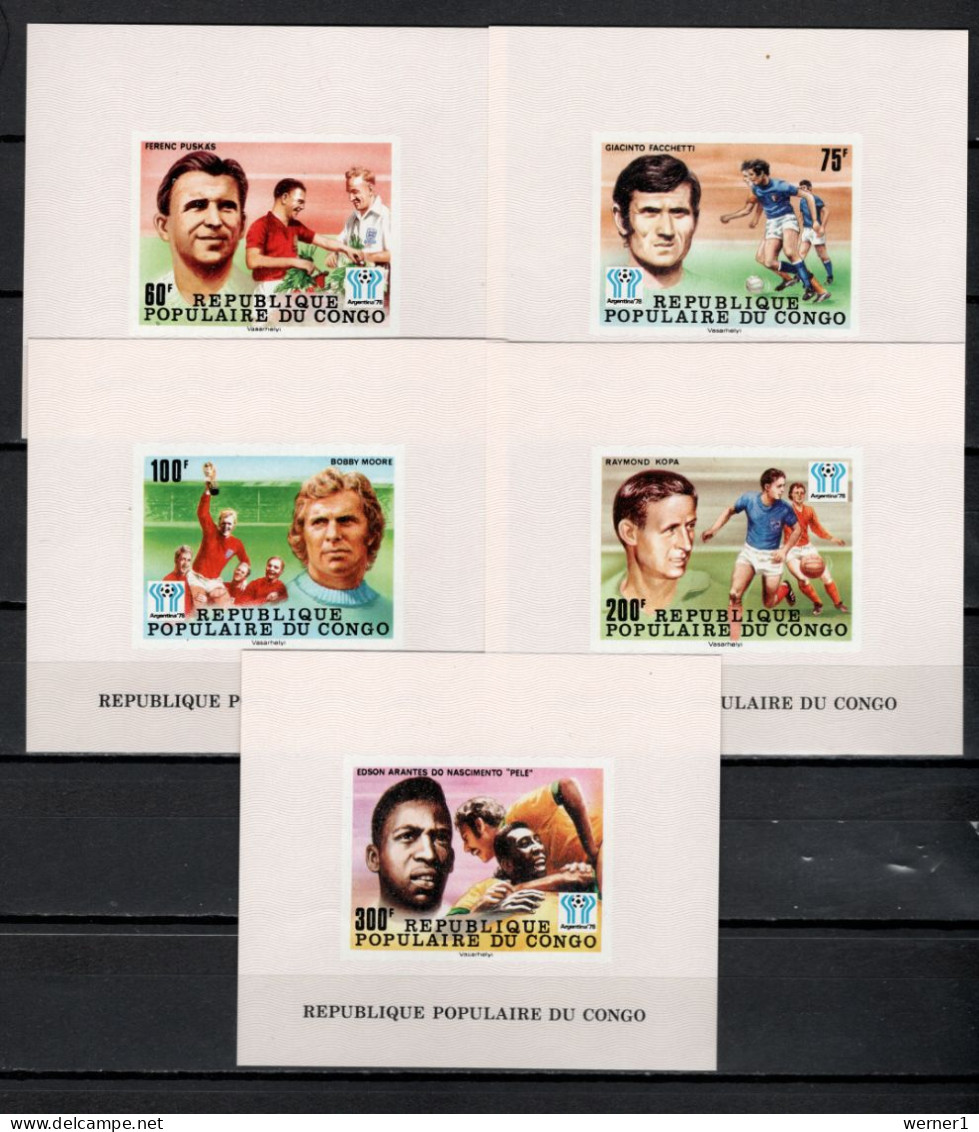 Congo 1978 Football Soccer World Cup Set Of 5 S/s Imperf. MNH -scarce- - 1978 – Argentina