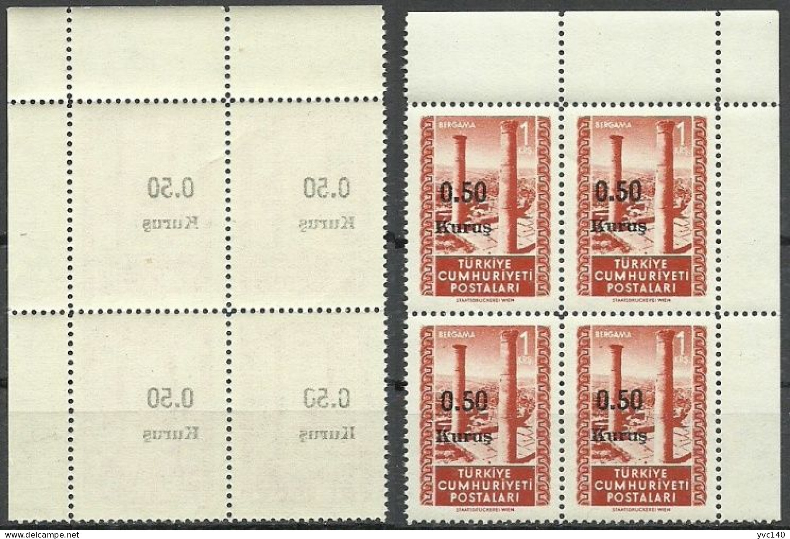 Turkey; 1952 Surcharged Postage Stamp "Abklatsch Surcharge" - Ongebruikt