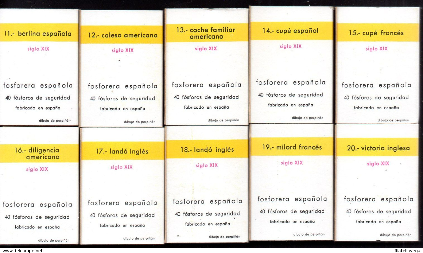 Lote De 20 Cajas De Cerillas Vacías De Carruajes - Cajas De Cerillas (fósforos)
