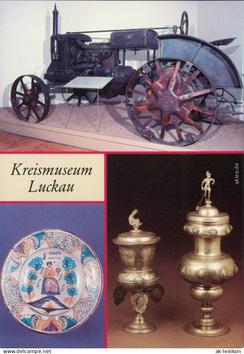 Luckau Łuków Kreismuseum: Traktor Universal, Tonteller, Stiftungswillkomm 1988 - Luckau