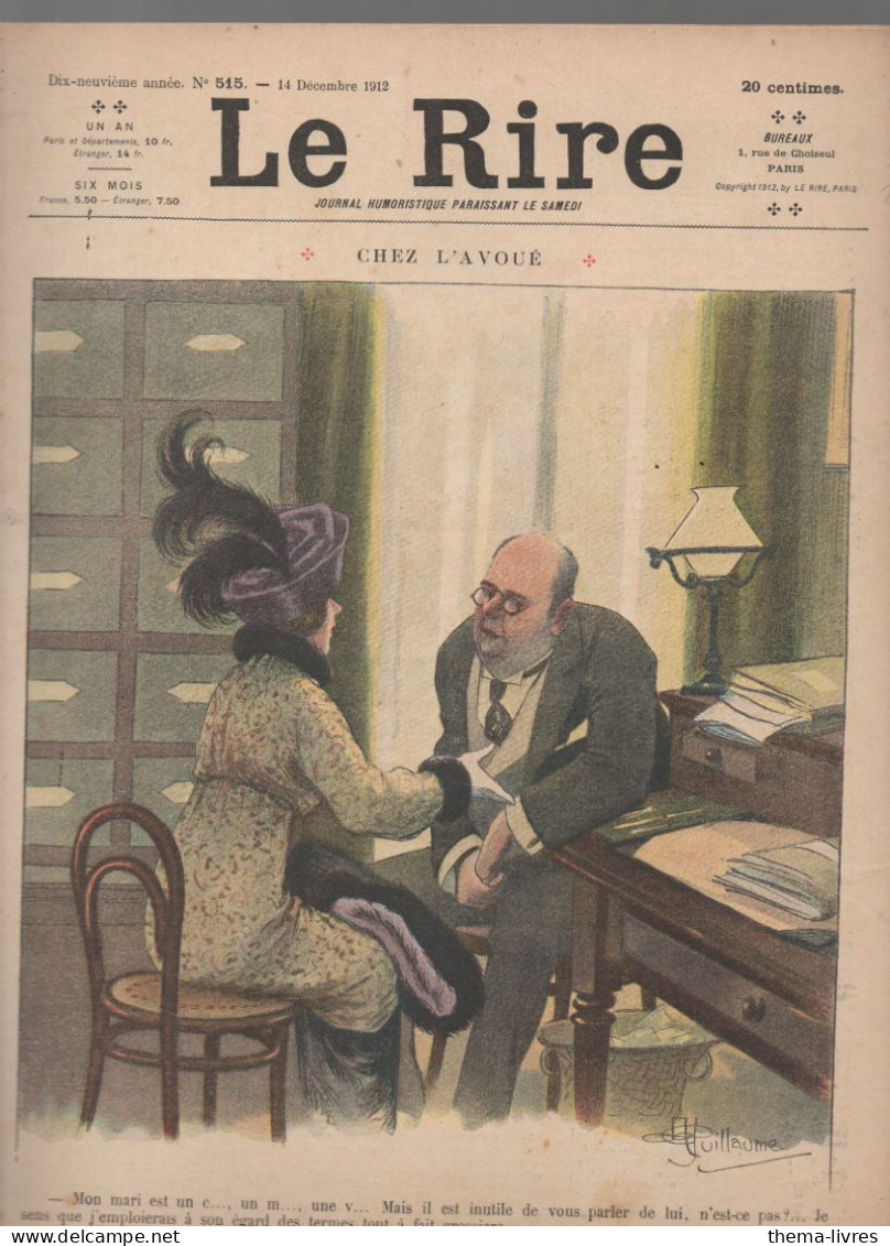 Revue  LE RIRE  N° 515 Du 14 Decembre 1912    Couverture   GUILLAUME  (CAT4087AC) - Humor