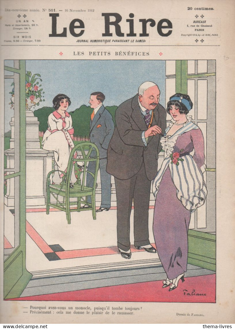 Revue  LE RIRE  N° 511 Du 16 Novembre  1912    Couverture   FABIANO  (CAT4087AD) - Humour