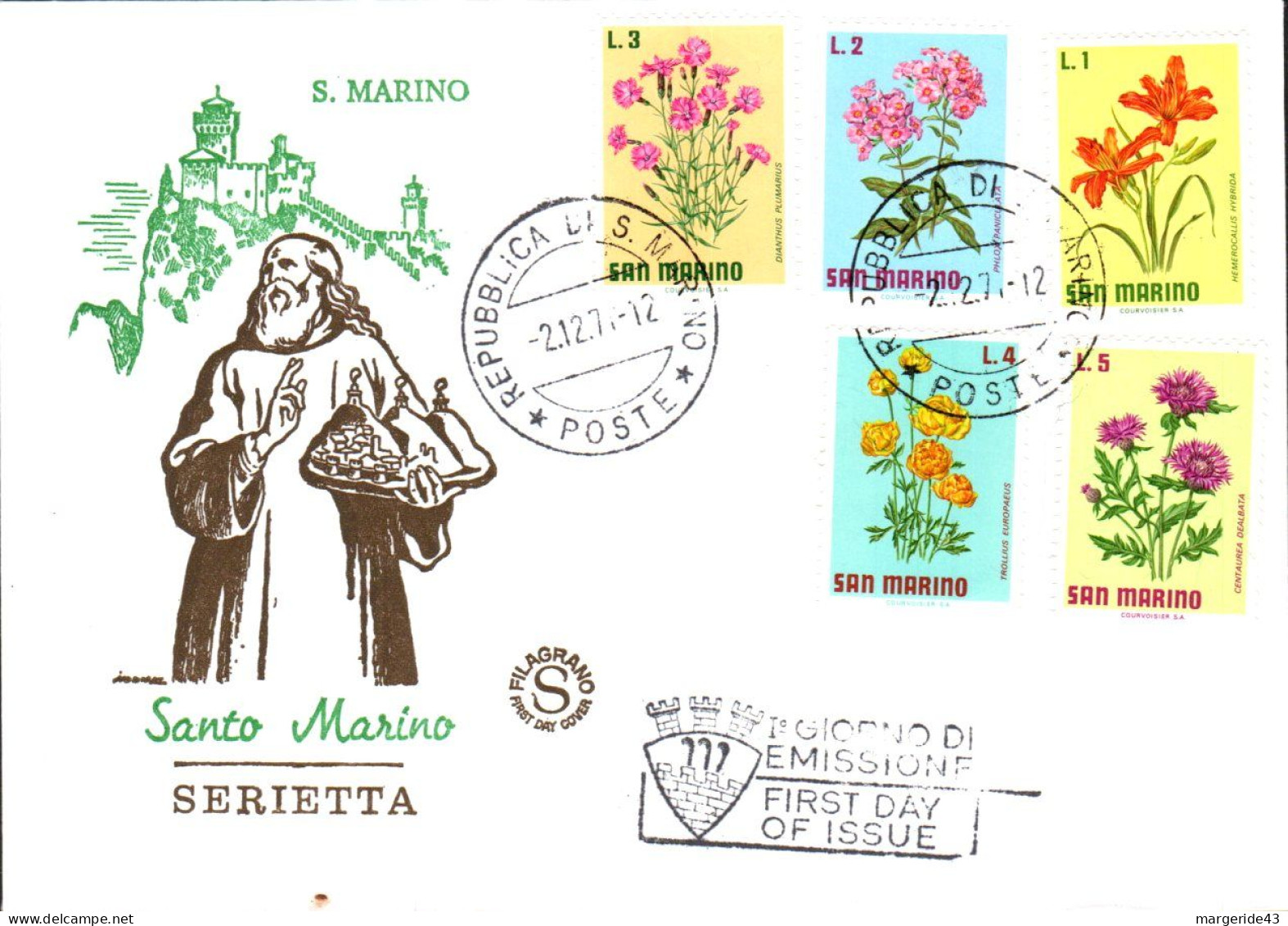 SAN MARIN FDC 1971 FLEURS - Andere & Zonder Classificatie