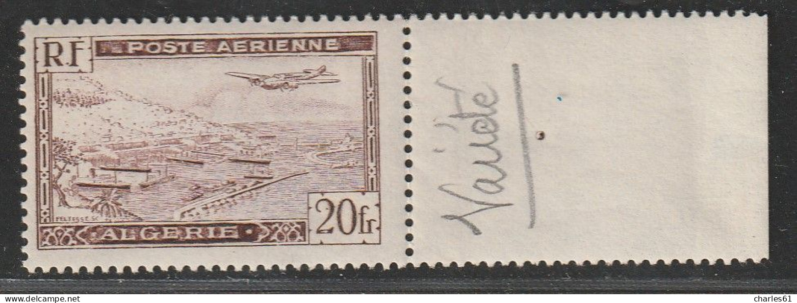 ALGERIE - Poste Aérienne N°4A **  (1946-47) 20f Brun Type II - Poste Aérienne