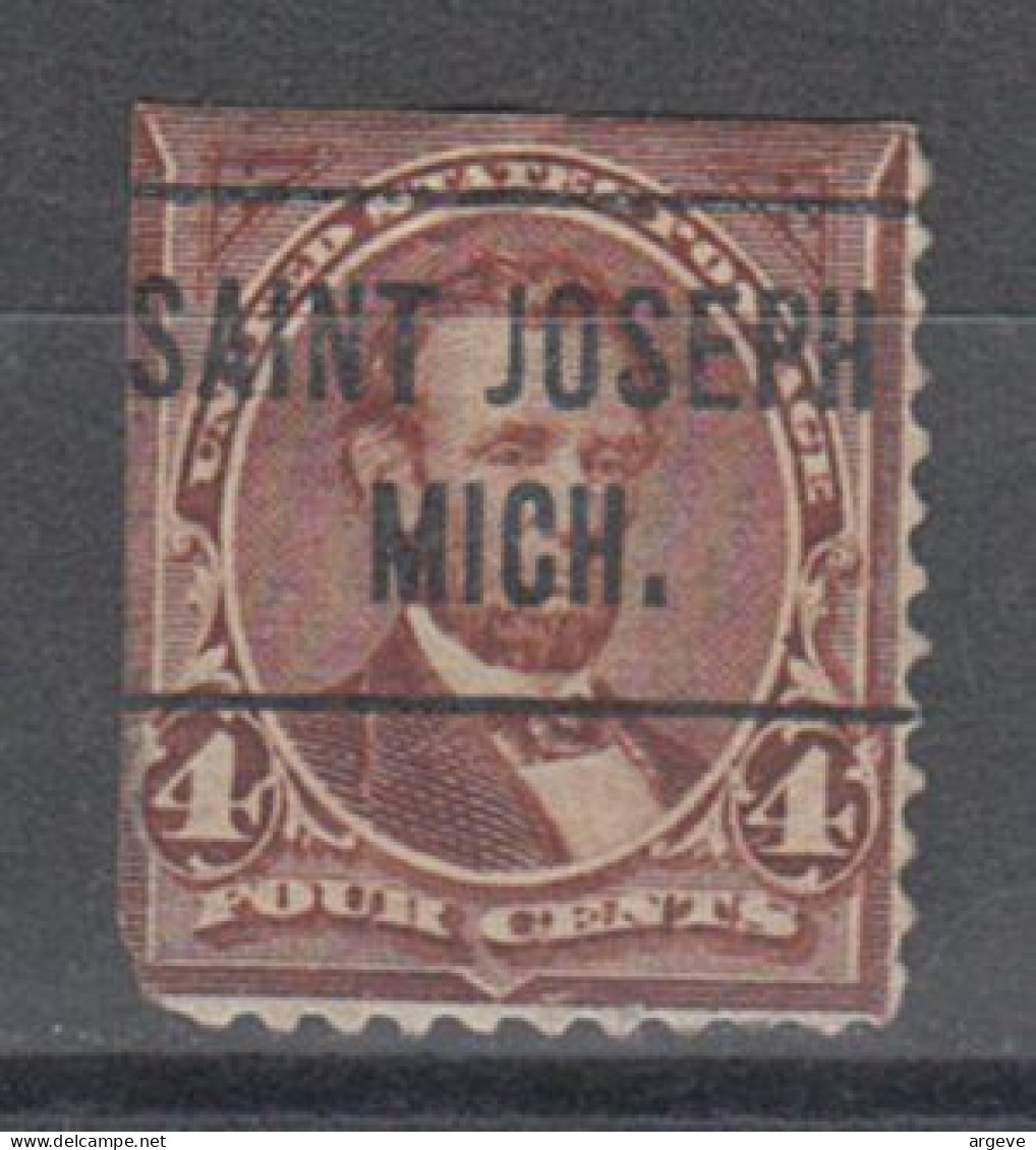 USA Precancel Vorausentwertungen Preo Locals Michigan, Saint Joseph 254-L-1 TS, Stamp Defect - Voorafgestempeld