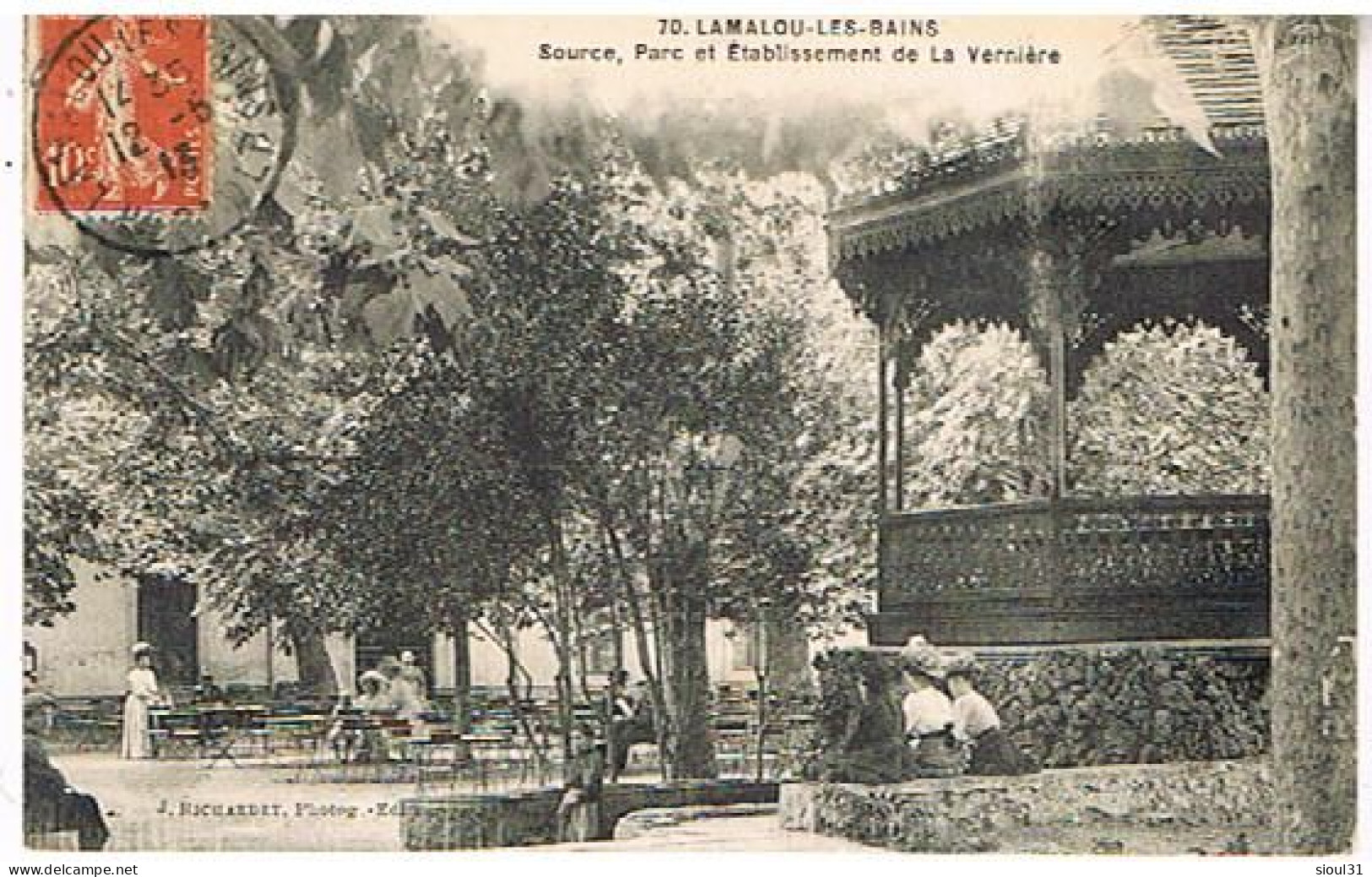 34 E  LAMALOU LES BAINS  SOURCE PARC ET ETABLISSEMENT DE LA VERRIERE  1913 - Lamalou Les Bains