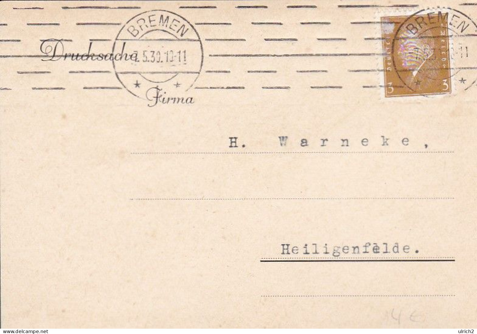 AK Werbepostkarte Heinrich Krohne & Co Bremen - Zeichnung - 1930  (69242) - Publicité