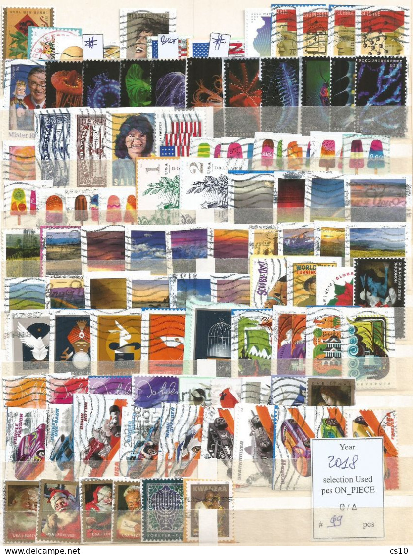 Kiloware Forever USA 2018 Selection Stamps Of The Year In 99 Different Stamps Used ON-PIECE - Lots & Kiloware (mixtures) - Max. 999 Stamps