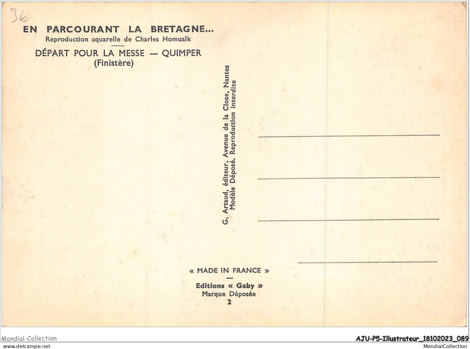 AJUP5-0424 - ILLUSTRATEUR - HOMUALK - En Parcourant La Bretagne - Départ Pour La Messe - Quimper - Finistère  - Homualk