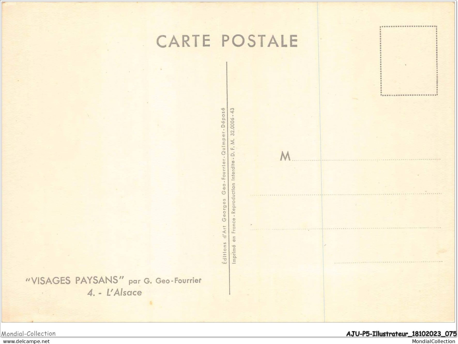 AJUP5-0417 - ILLUSTRATEUR - GEO FOURRIER - Visages Paysans R - L'alsace - Fourrier, G.